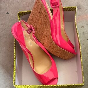 Gianni Bini Hot Pink Wedge Sandals